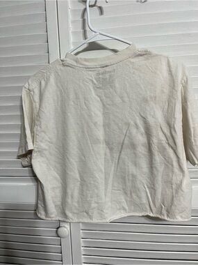 Womens Button-Down Shirt - Cream Short Sleeve